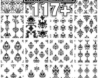 Más de 117 diseños SVG de máscaras de calavera, arte vectorial tribal gótico (descarga digital)