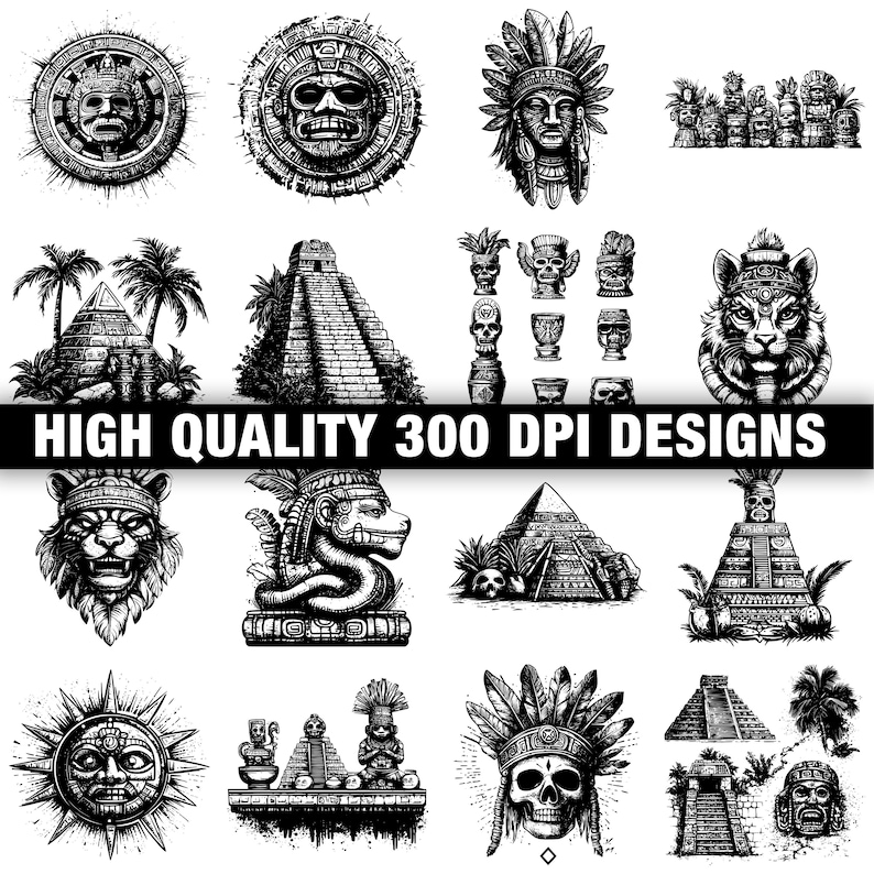 Mayan Aztec Symbols Svg Bundle | 117+ Svg Png Eps Dxf Clipart | Instant ...