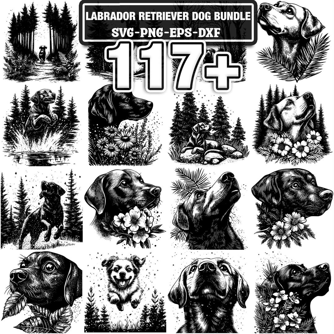 117+ Labrador Retriever Dog Svg, Png, Dxf, Eps Designs Bundle | Instant ...