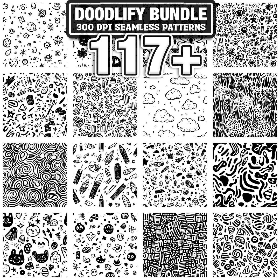 117+ Doodlify (doodle Patterns) Svg, Png, Dxf, Eps Designs Bundle ...