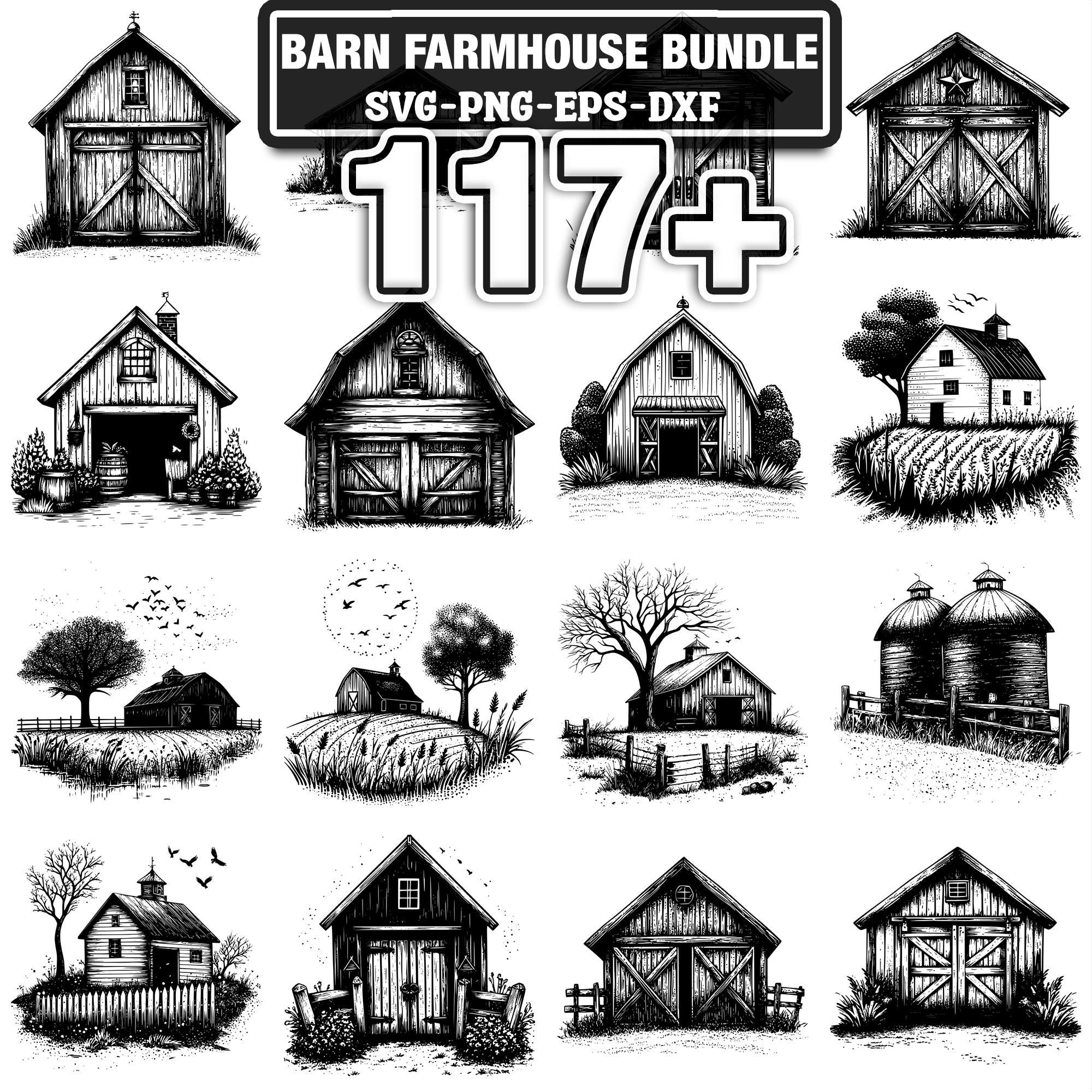 117+ Barn Farmhouse Svg, Png, Dxf, Eps Designs Bundle | Instant Digital ...