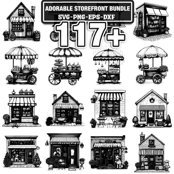 Adorable Storefront Svg Bundle | 117+ Svg Png Eps Dxf Clipart |  Instant Digital Download