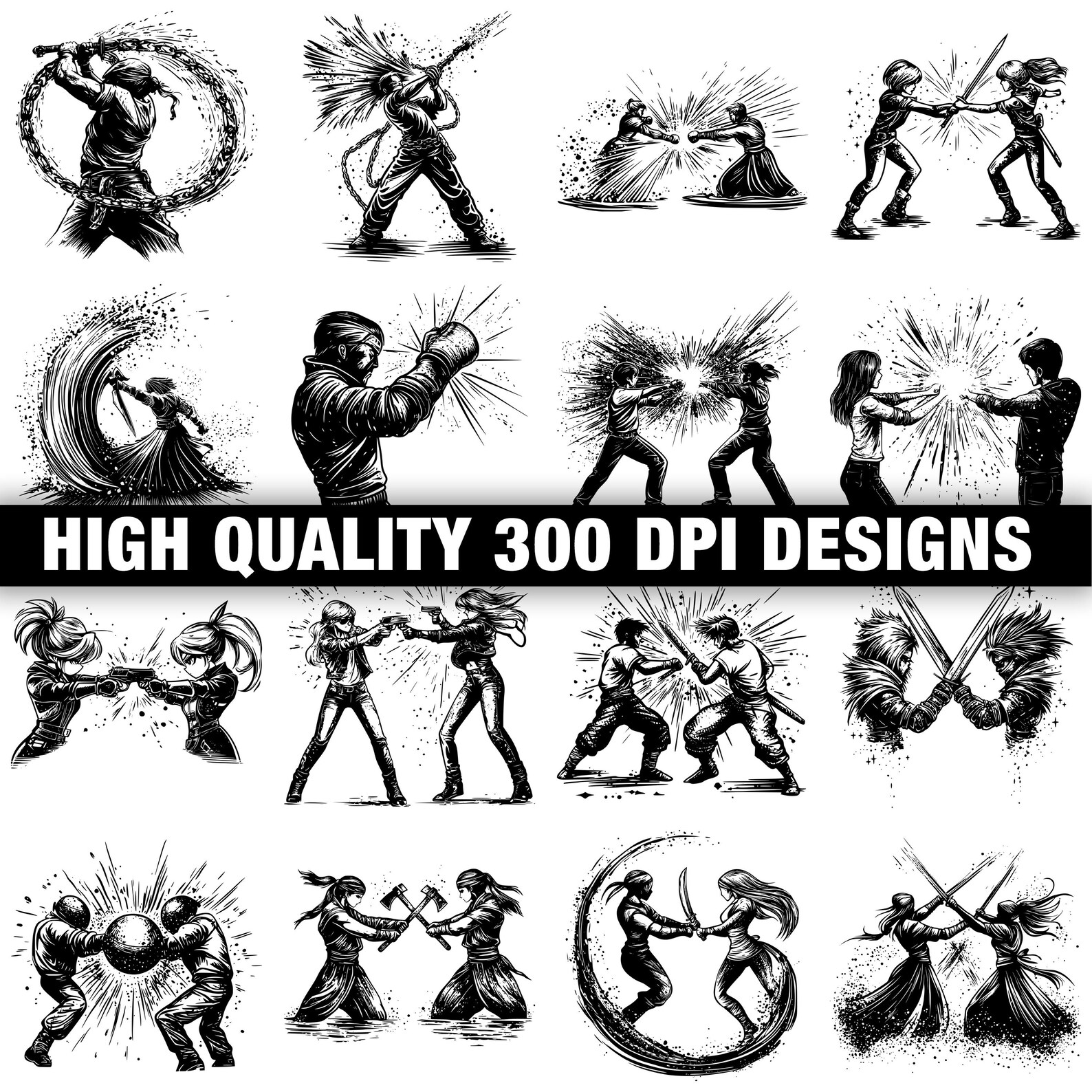 Anime Fight Scene Svg Bundle | 117+ Svg Png Eps Dxf Clipart | Instant ...