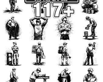 117+ Construction worker svg, png, dxf, eps designs bundle | Instant Digital Download