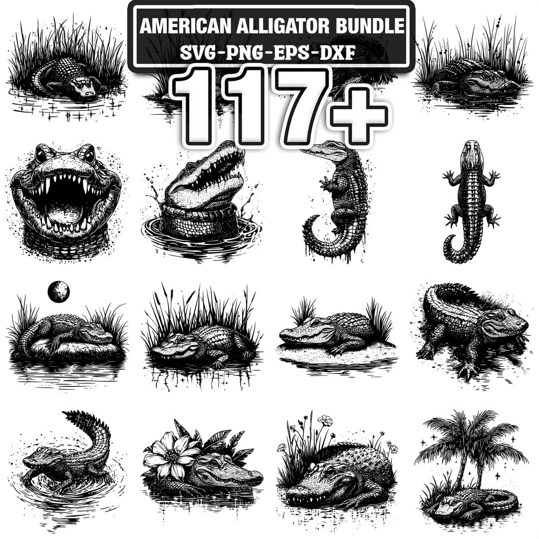 117+ American Alligator Svg, Png, Dxf, Eps Designs Bundle | Instant ...