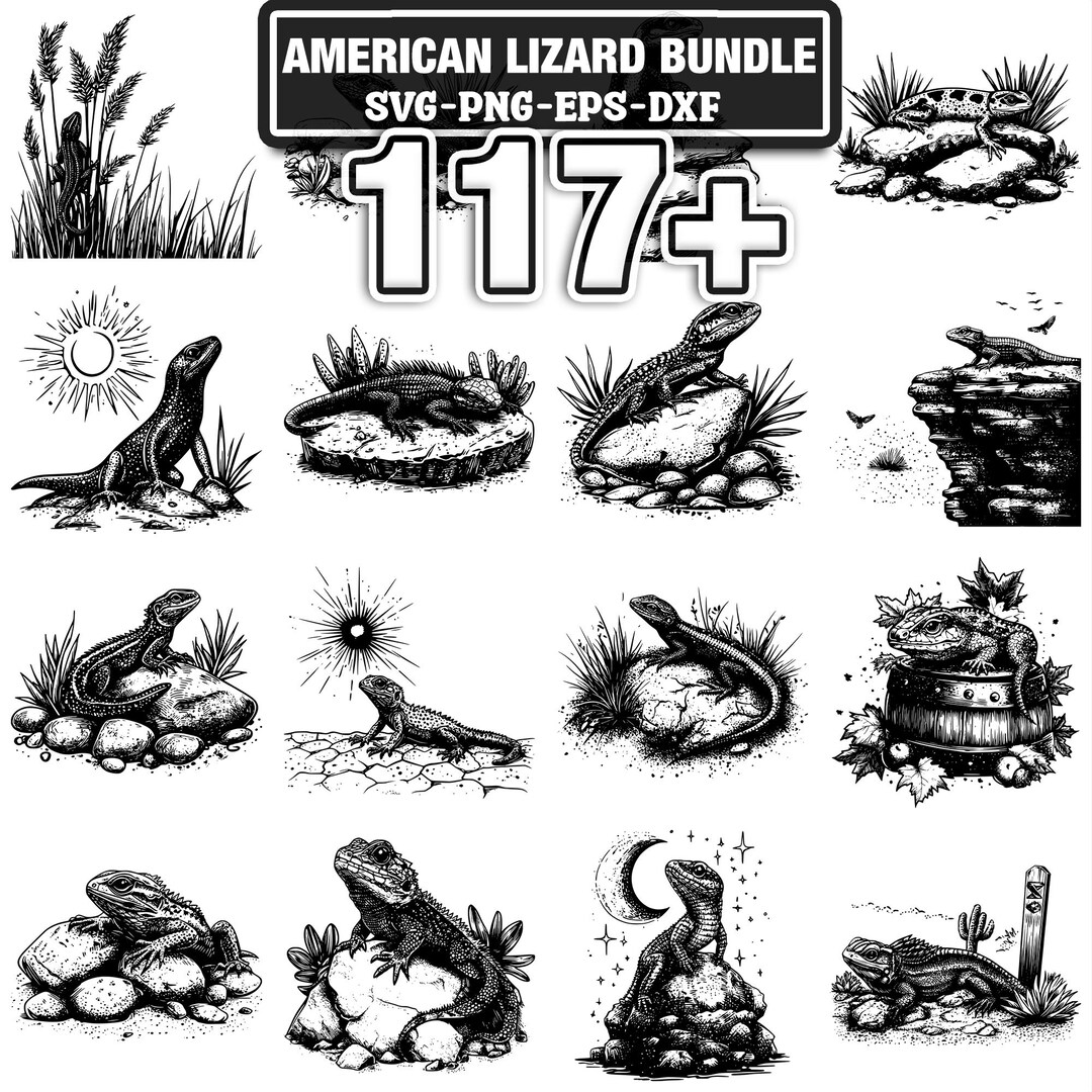 Lizard Dxf File 117+ American Lizard Svg, Png, Dxf, Eps Designs Bundle | Instant ...