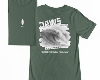 Camiseta de surf DRIFT Jaws, serie Famous Barrels, camiseta de barril de peso pesado