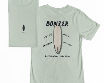 Camiseta DRIFT Bonzer Surf / Serie Contorno de Tabla / Camiseta Wing Fin / California de los años 70