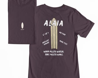 Camiseta de surf DRIFT Alaia / Serie Board Outline / Sin quillas / Hawái antiguo / Madera / Sensación pura