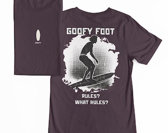 DRIFT / Goofy Foot / ¿Reglas? ¿Qué reglas? / Camiseta estampada gruesa / Camiseta negra vintage