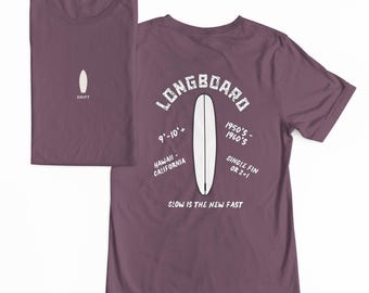 Camiseta de surf longboard DRIFT / Serie Board Outline / Camiseta Heavyweight Noserider