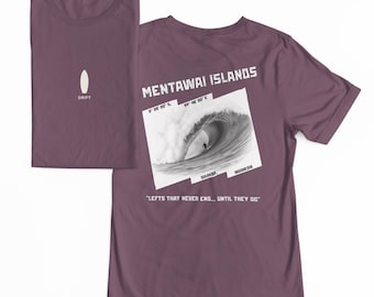 Camiseta de surf DRIFT Mentawai Islands, serie Famous Barrels, camisa de barril izquierdo de peso pesado