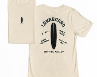 Camiseta de surf longboard DRIFT / Serie Board Outline / Camiseta Heavyweight Noserider