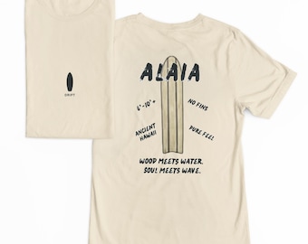 Camiseta de surf DRIFT Alaia / Serie Board Outline / Sin quillas / Hawái antiguo / Madera / Sensación pura