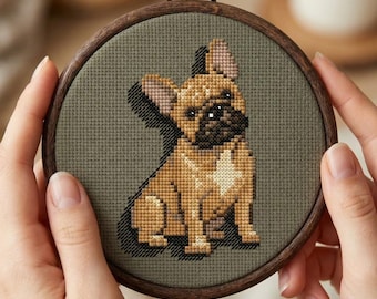 French Bulldog Cross Stitch Pattern - Tiny Sitting Dog PDF