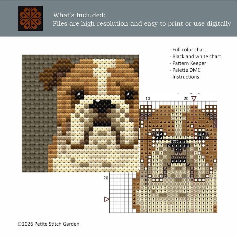 bulldog cross stitch pattern