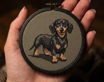 Dachshund Cross Stitch Pattern - Tiny Standing Dog PDF