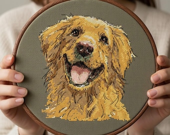 Golden Retriever Cross Stitch Pattern PDF,  Funny Dog Chart