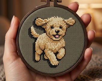 Tiny Dog Cross Stitch Pattern - Happy Mini Maltipoo (PDF)