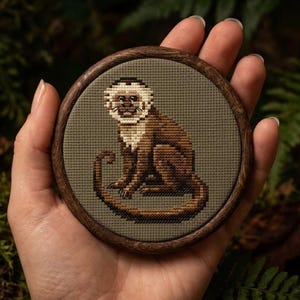 Capuchin Monkey Cross Stitch Pattern - Mini Capuchin, Wildlife PDF