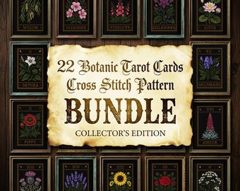 22 Botanical Tarot Cross Stitch Pattern Bundle PDF