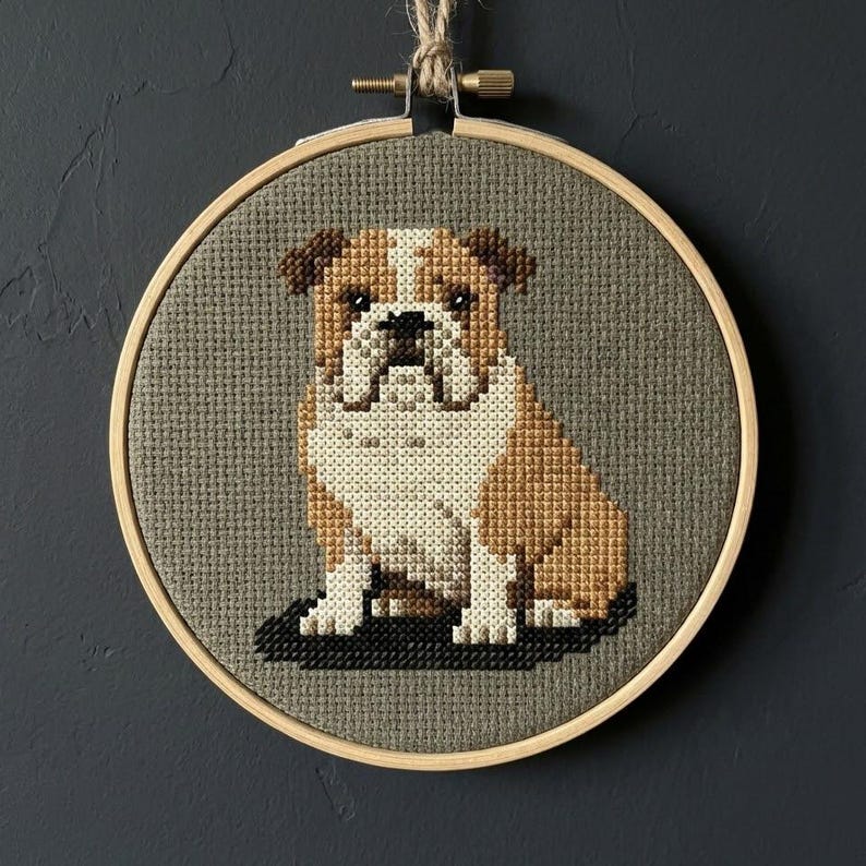 bulldog cross stitch pattern