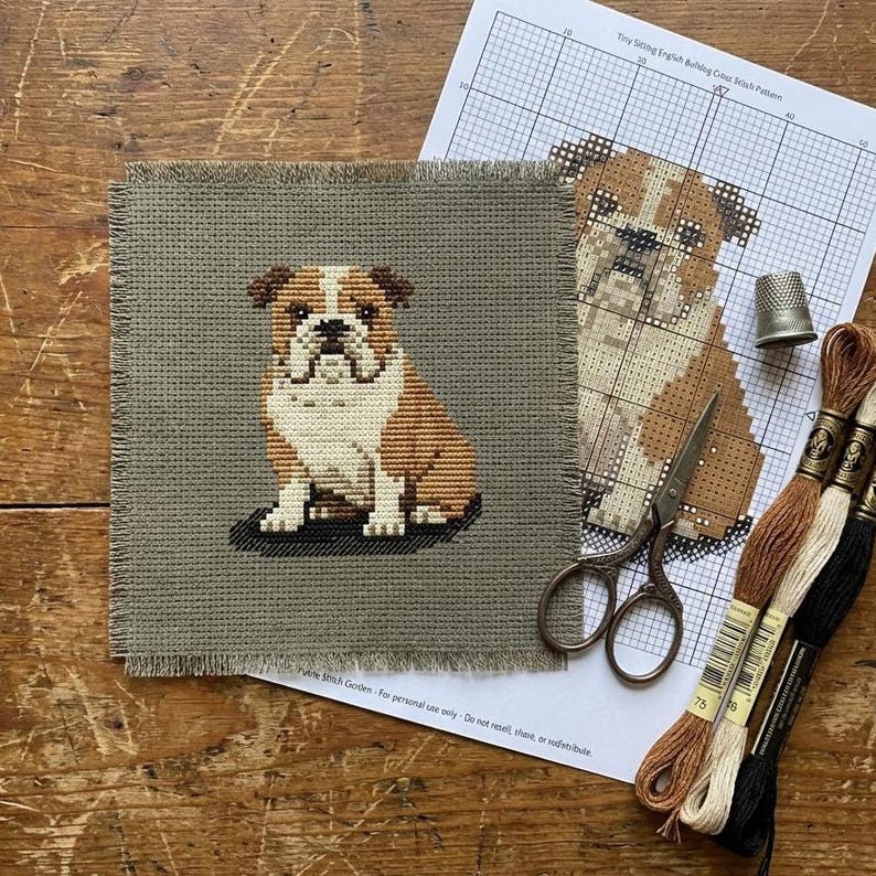 bulldog cross stitch pattern