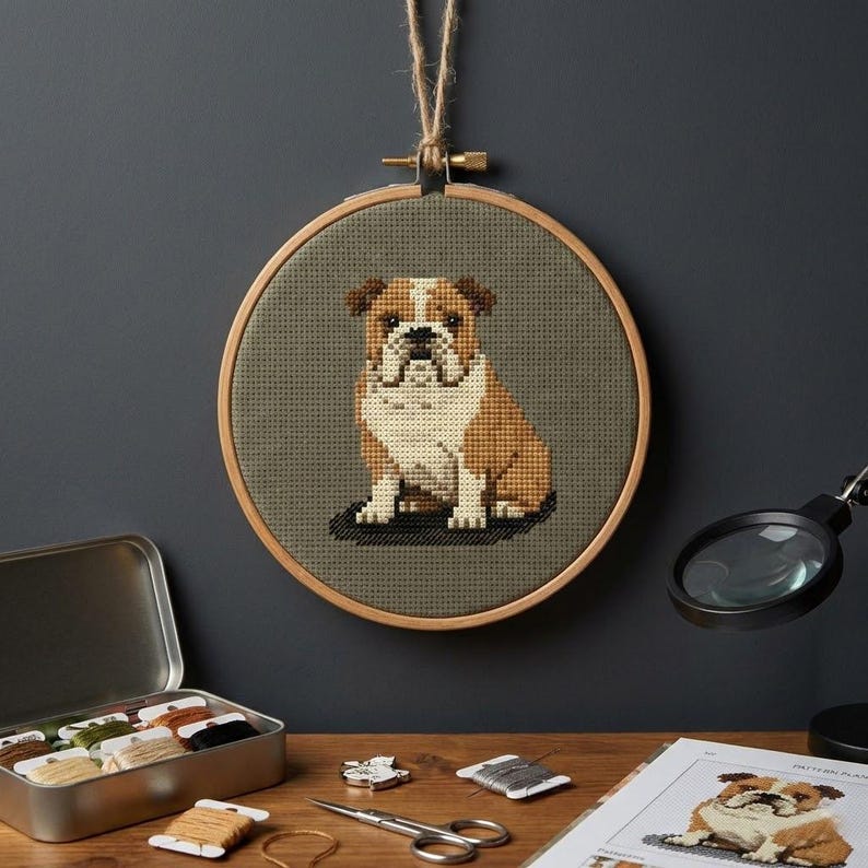 bulldog cross stitch pattern