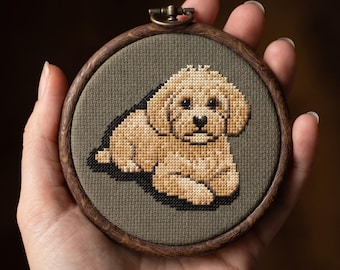 Maltipoo Cross Stitch Pattern - Tiny Lying Dog