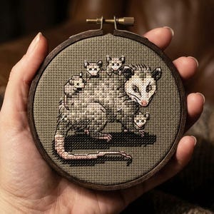 Patrón de punto de cruz de zarigüeya - Serie de fauna silvestre de Norteamérica, PDF de animales del bosque