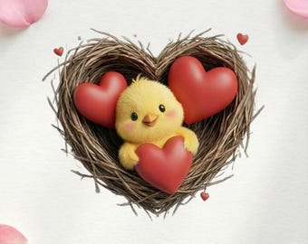 Valentine’s Day baby chick PNG, commercial use sublimation clipart for school stickers