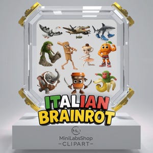 Pakiet Italian Brainrot PNG | Śmieszne postacie z memów | Tralalero Tralala, Tung Tung Sahur | Pobieranie cyfrowe