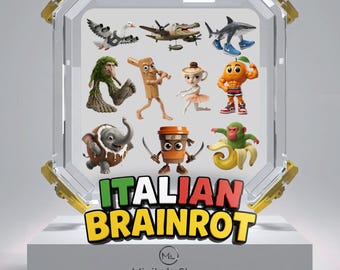 Italienische Brainrot PNG Bündel | Lustige Meme Charaktere | Tralalero, Tralala, Tung Tung Sahur | Digitaler Download