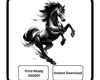 Traditional Gold Ink Horse PNG - 2026 Lunar New Year Clipart