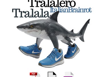 Tralalero Tralala 3D Style Clipart - Handmodellierte italienische Brainrot Art - hochauflösende Digitaldruckdatei