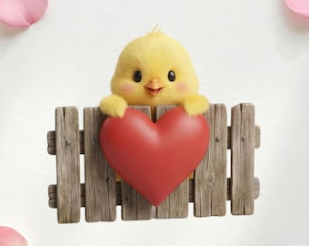 Valentine’s Day nursery chick clipart, baby birds for kids craft and junk journals