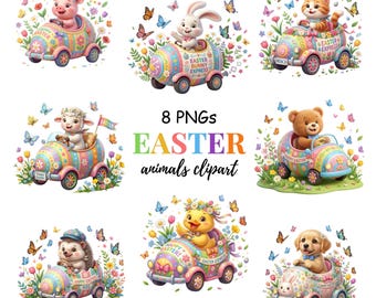 Easter Animals Clipart Bundle, 3D Bunny, Chick, Puppy (Digital Download)