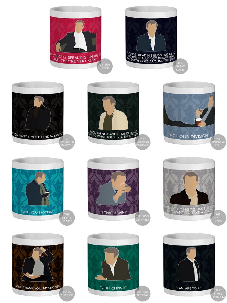 Sherlock Greg Lestrade 11oz ceramic mug Choose from 11 episodes Made to order image 6