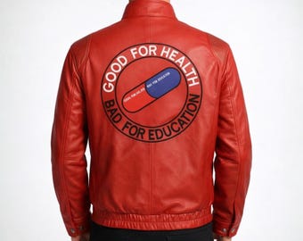 Akira Kaneda Red Leather Biker Jacket – Capsule Back Anime Cosplay Motorcycle Jacket