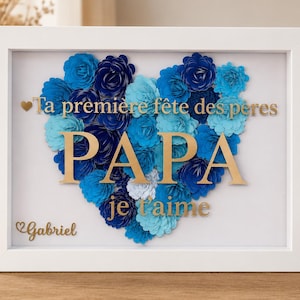 Cadeau Papa cadre Personnalisé | Cadeau Fête des Pères | Shadow Box Prénom | Décoration Papa | Cadeau Papa Unique | Le Meilleur Papa