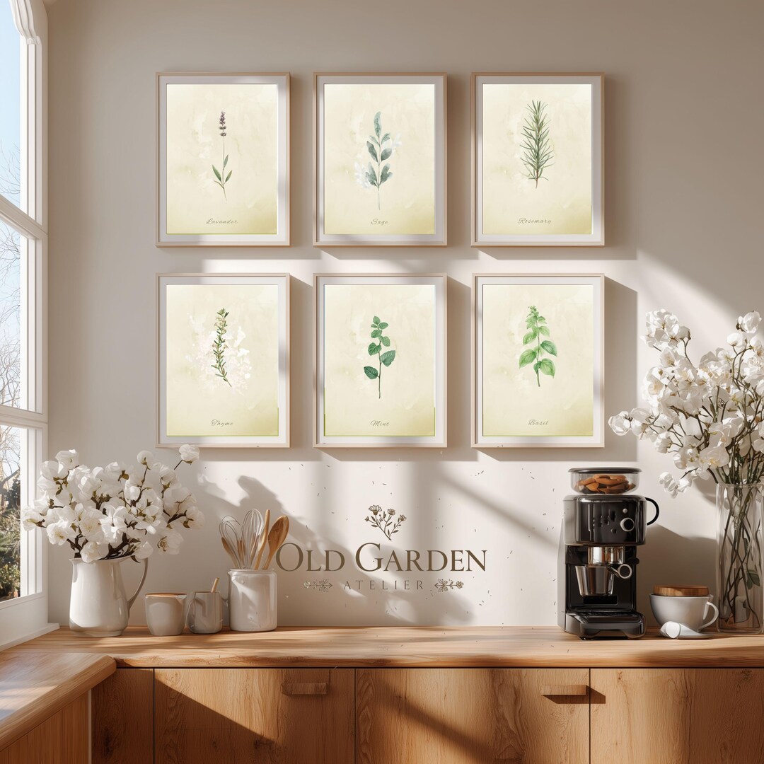 Vintage Herb Prints Set | Watercolor Botanical Kitchen Art (digital ...