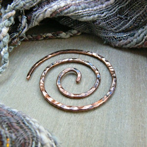 Copper Wire Shawl Pin Hammered Textured Spiral Sweater Pin for Knitwear, Boxed Celtic Brooch Christmas Gifts for Knitters image 3