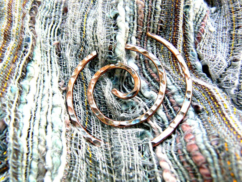 Copper Wire Shawl Pin Hammered Textured Spiral Sweater Pin for Knitwear, Boxed Celtic Brooch Christmas Gifts for Knitters image 5