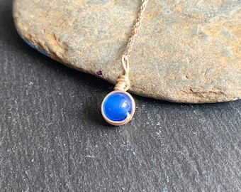 Dainty Sterling Silver Necklace with Choice of Semi Precious Stone - Simple Orb Necklace - Minimalist Gemstone Pendant Necklace