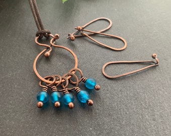 Copper Stitch Marker Necklace - Set of 5 Stitch Markers on Stitch Marker Holder Necklace - Knitting Necklace - Gift for Knitter