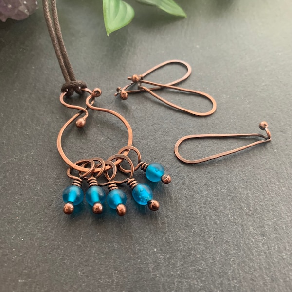 Copper Stitch Marker Necklace - Set of 5 Stitch Markers on Stitch Marker Holder Necklace - Knitting Necklace - Gift for Knitter