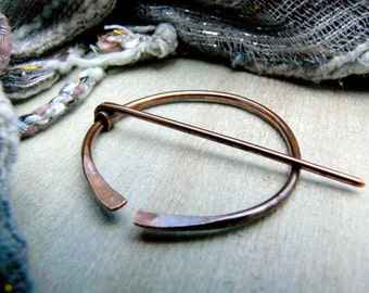 Antiqued Copper Penannular Brooch, Viking Pin, Celtic Pin, Cloak Pin, Anglo Saxon, Shawl Pin, Kilt Pin, Celtic Brooch, Viking Brooch, M