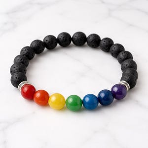 Rainbow Chakra Lava Stone Bracelet – 7 Chakra Healing Diffuser & Grounding Energy