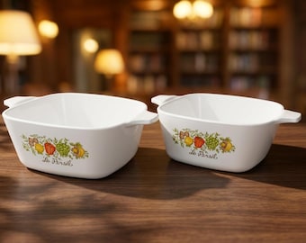 Set of 2 Vintage 'Le Persil' Spice of Life Small Casserole Corning Ware 2 3/4cup P-43-B