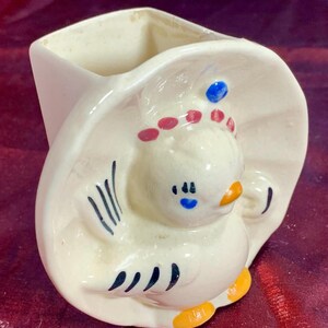 Cute Vintage Hand Painted Ceramic Chicken Toothpick Holder- Very Unique Kitchenware Collectible